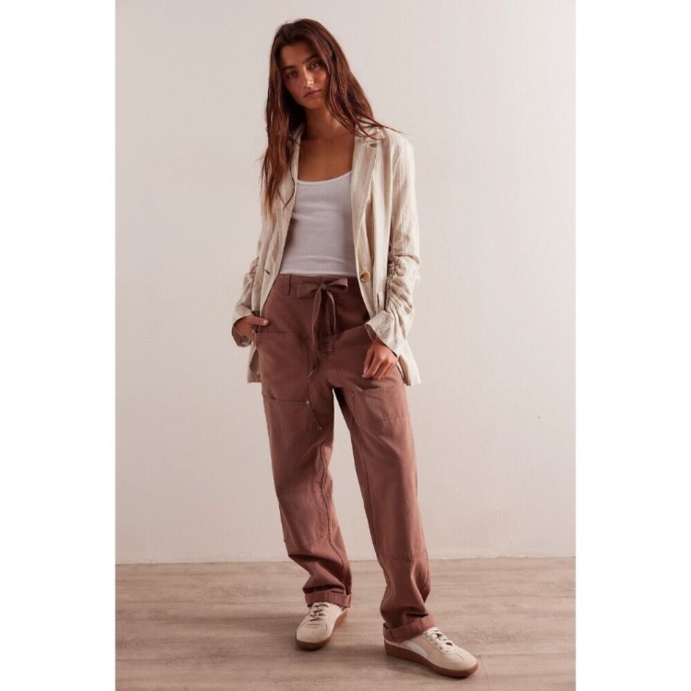We The Free People Hayden Pull-On Pants Brown Cargo Utility Loose Baggy New